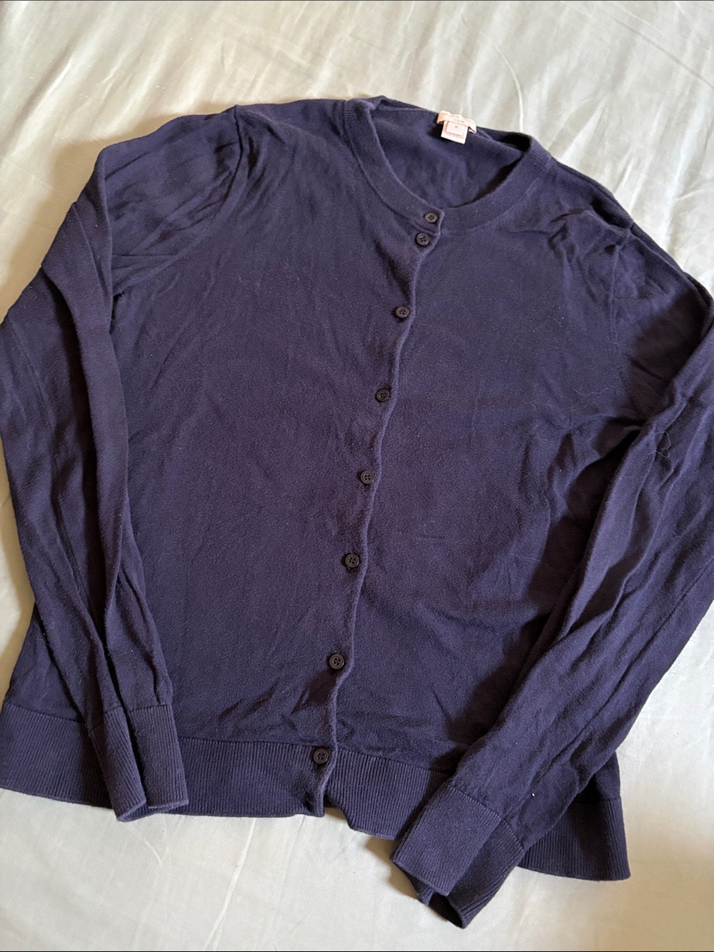J. Crew Navy Button-Front Lightweight Cardigan